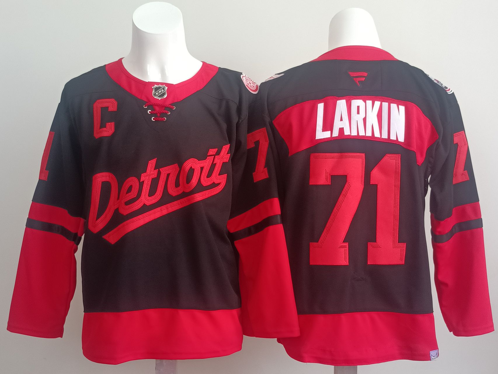 Men Detroit Red Wings #71 Larkin Black red 2025 Fanatics Home Premium NHL Jersey style 1->detroit red wings->NHL Jersey
